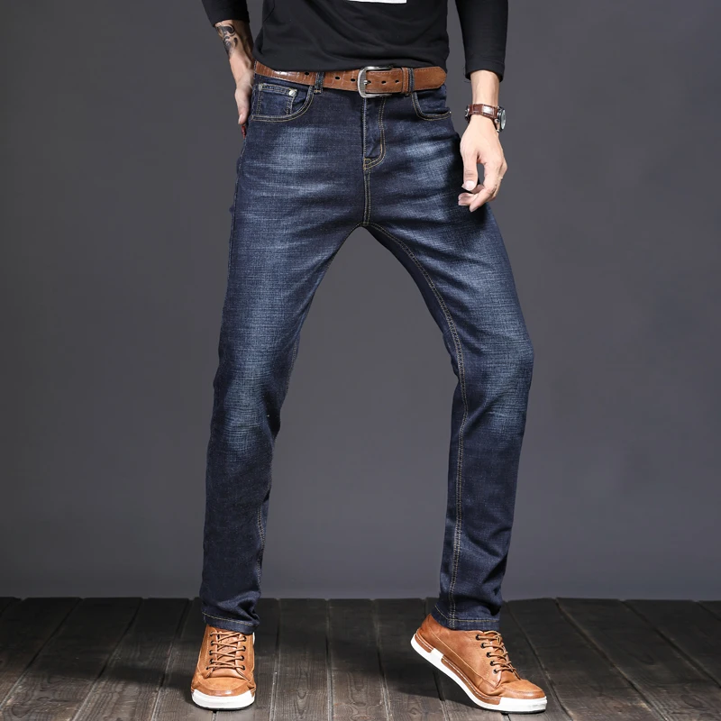 Jeans Men Business Casual Simple Style Comfortable Denim Trousers