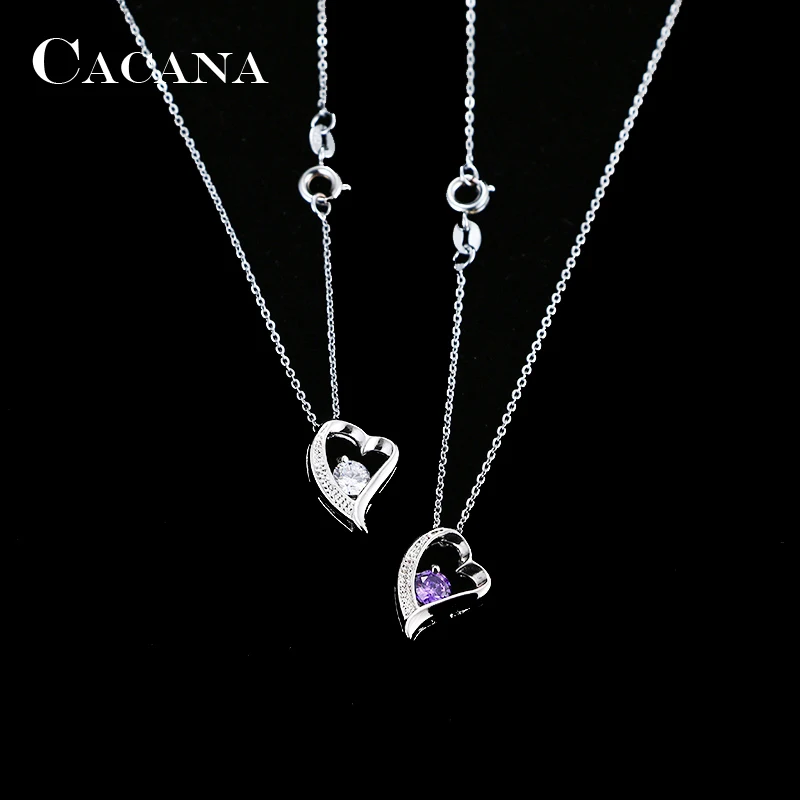 CACANA Pendant Necklaces For Women Trendy Lovely Heart Fashion Design Metal Link Chain Long Necklace Hot Wholesale N83