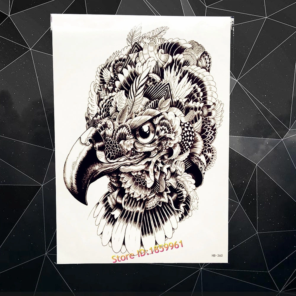 Hot Black Cool Hawk Head Owl Temporary Tattoo Waterproof Arm Chest Tatoo  For Women Men Body Back Art Fake Tattoo Stickers AHB360|tatoo set|tatoo  brushtatoo temporary - AliExpress