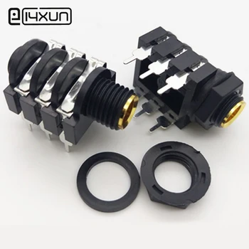 

2pcs 6.35mm / 6.5mm 6Pin DIP Stereo Dual Channel Microphone Socket Turtle Style 6.35 /6.5 Audio Straight jack