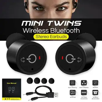 

TWS Bluetooth True Wireless Earphone Two Ways Wear Earbuds Stereo Handsfree Earphone noise canceling Headset