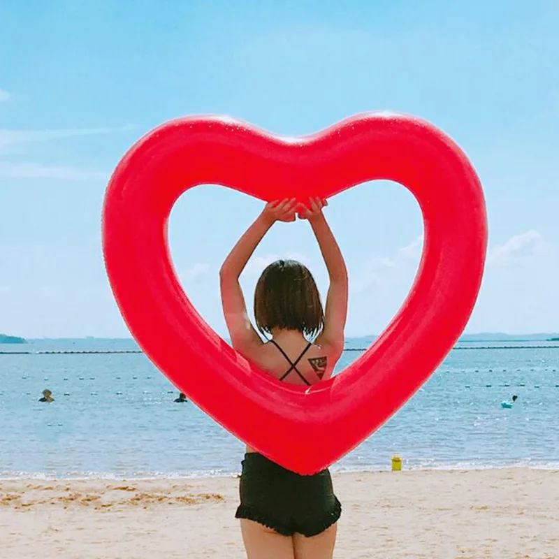 

Giant Heart Shape Inflatable Floating Toy Swimming Ring Pool Rafts for Summer Beach Party