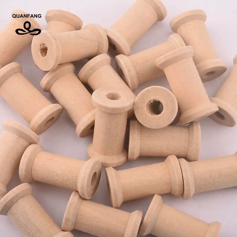 

QUANFANG 5pcs/lot Wooden Bobbins Spools for Thread String Rolling Wire Bobbin Sewing DIY Needlework Patchwork