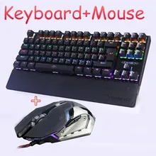 Gaming Mechanical keyboard mouse combo Backlit LED led Anti-ghosting Luminous+ gaming mouse 6 buttons 3200DPI Russian Stickers