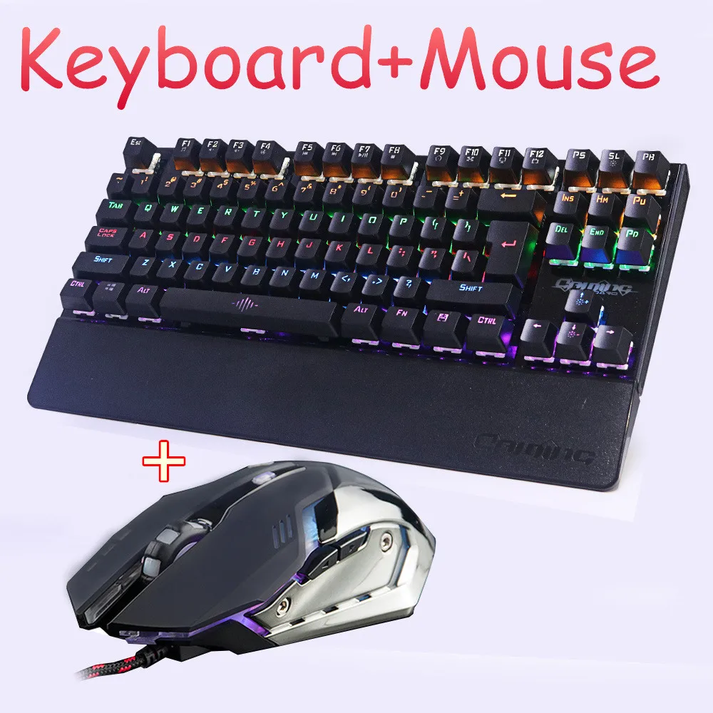 Gaming Mechanical keyboard mouse combo Backlit LED led Anti-ghosting Luminous+ gaming mouse 6 butto