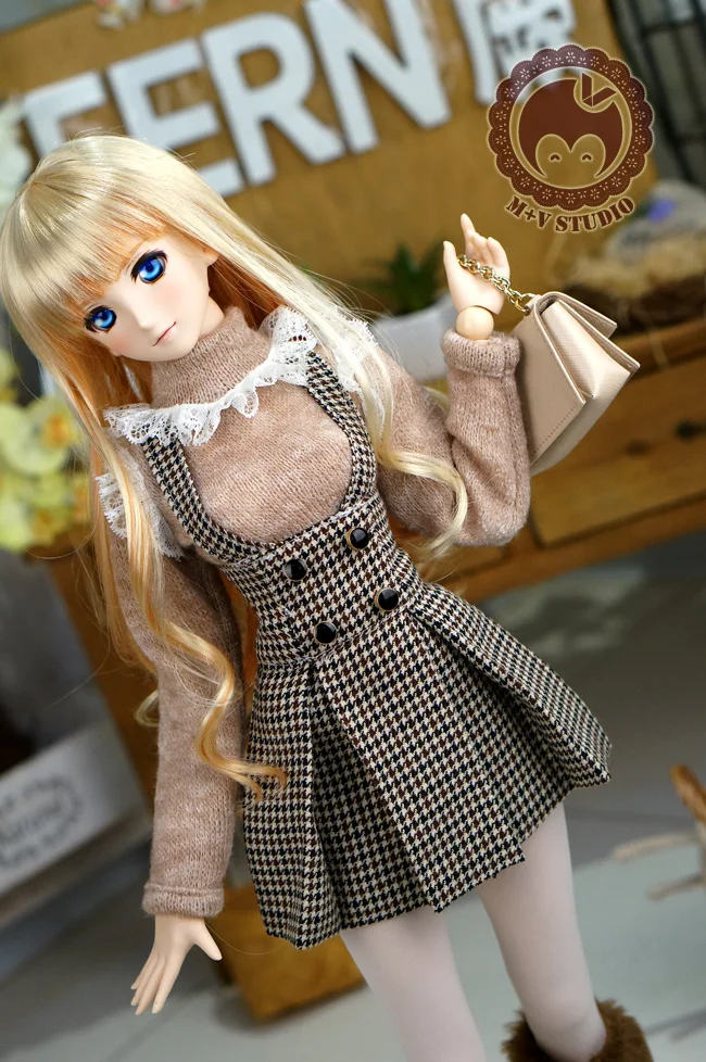 

Warm Girl Turtleneck Lace Sweater+Suspenders Skirt Suit 4colour for BJD 1/3 DD DY Doll Clothes CWB64