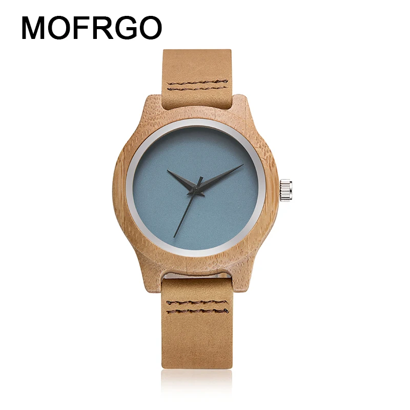 

Casual Woman Wood Watches Antique Round Bamboo Wooden With Luxury Leather Woman Clock Relogio Masculino Ladies Watch