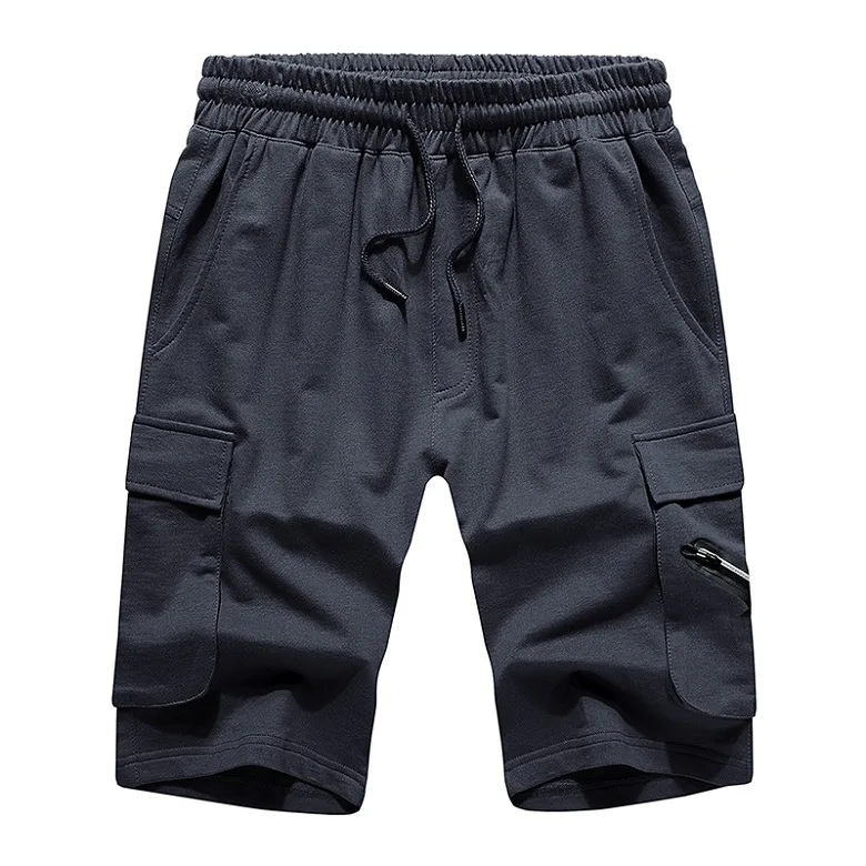 Мужские тактические шорты летние повседневные Модные мужские дышащие брюки однотонные пляжные мужские шорты на шнурке мужская одежда - Цвет: DK17 grey