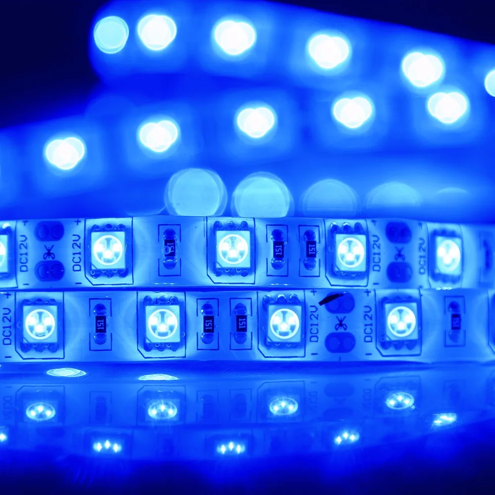 Blue LED Strip Light DC 12V 5M 5050 SMD 60LEDs/m Waterproof Flexible Lamp Band Ribbon Tape LED Light Strip for Home Decoration