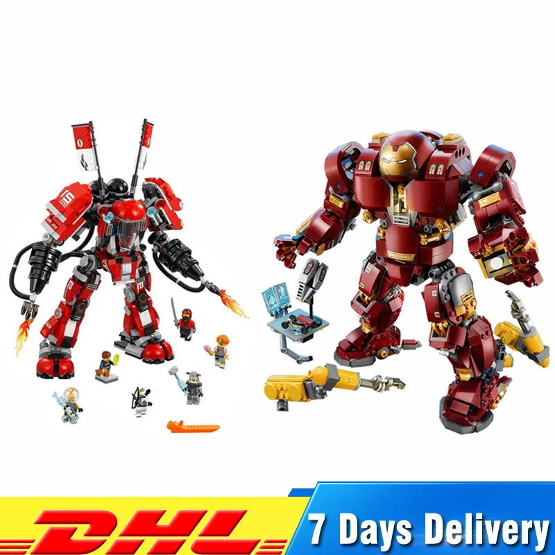 

IN Stock Compatible Legoinglys 70615 76105 Fire Mech +The Hulkbuster Ultron Model Building Blocks Bricks Toys for Children Gifts