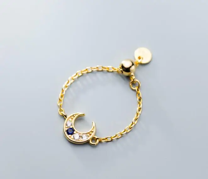 

size 3-size6 100% Authentic REAL.925 Sterling Silver blue/white cz Moon Zirconia AAAA+ adjust Rings GTLJ1616
