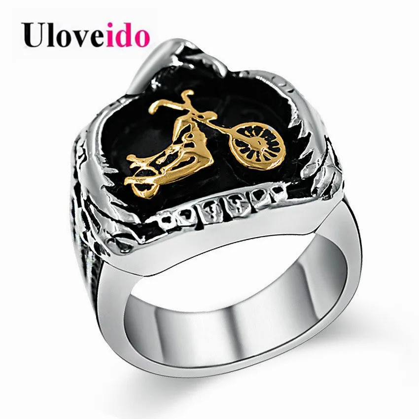 Uloveido 2pcs Cubic Zirconia Stackable Wedding Gears Rings Silver Color Jewelry for Women PJ4283