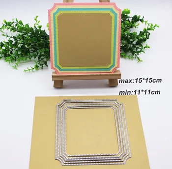 

15*15cm 5pcs Round Corner Chamfer Square Frame Metal Cutting Dies for Scrapbooking Album Paper Decorative Craft Embossing Folder