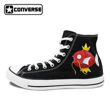 Скейтбординг обувь Для женщин Для мужчин Converse All Star ручной росписью обувь Pokemon Go Gyarados Magikarp рыба дракон Дизайн кроссовки