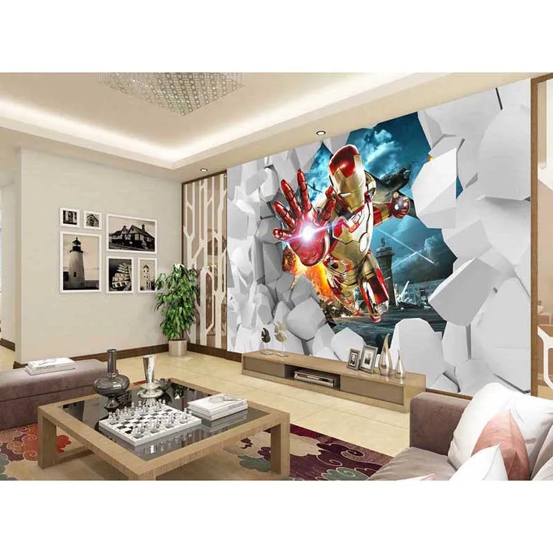 3D пользовательские фото обои для стен Железный человек печать нетканые тканевые обои для гостиной спальни ТВ фон#36