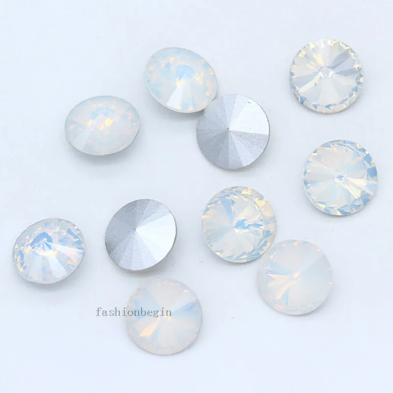 9p 16mm white opal 8-18 мм опал Цвет Точка обратно граненый необычный камень Круглый rivoli фольгированные хрустальные стразы дизайн ногтей украшения ювелирных изделий - Цвет: 9p 16mm white opal