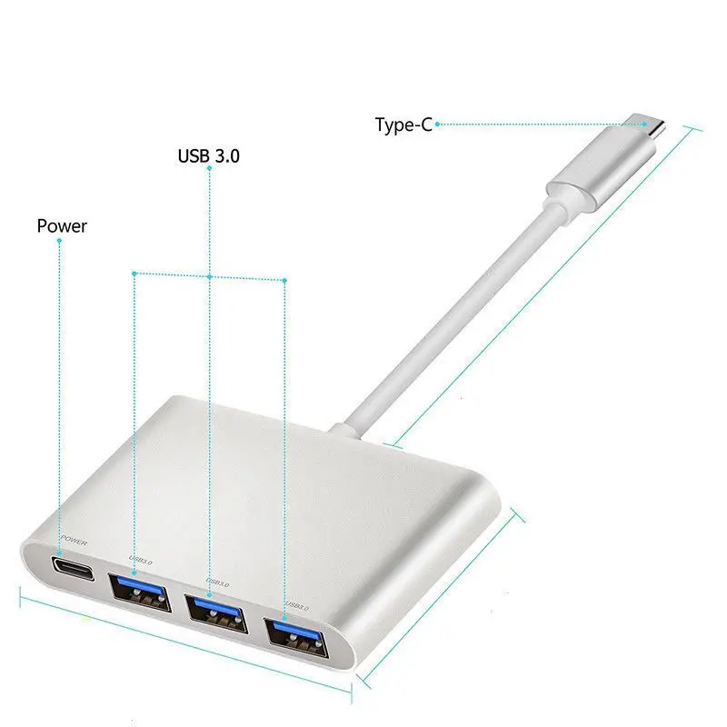 4 в 1 USB 3,1 тип-c до 3 USB 3,0 USB-C зарядный порт концентратор адаптер конвертер данных
