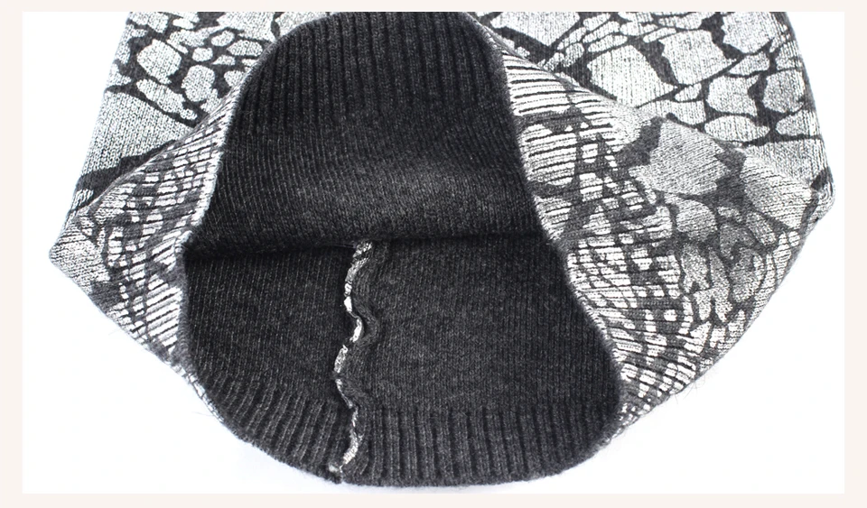 Geebro Женская металлик Цвет шапка бини зима Один Слои трикотажные кашемировые мешковатые шапки-боб для Femme шапки печати Skullies
