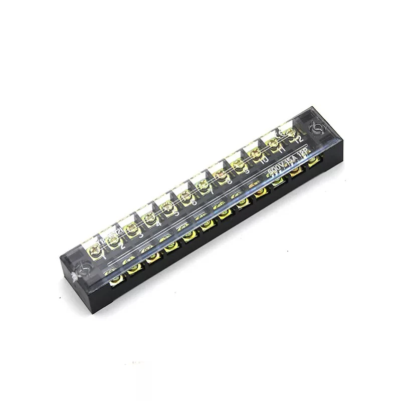 

5pcs TB-1512 Dual Rows Covered Electric Barrier Screw Terminal Blocks 600V 15A 12Position 12P Barrier Terminal Block
