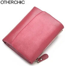 OTHERCHIC Véritable En Cuir Femmes Court Portefeuilles Peau de Mouton Petit Doux Trifold Portefeuille sac à Main Pochette Femelle Bourses Argent Clip 6N12-39