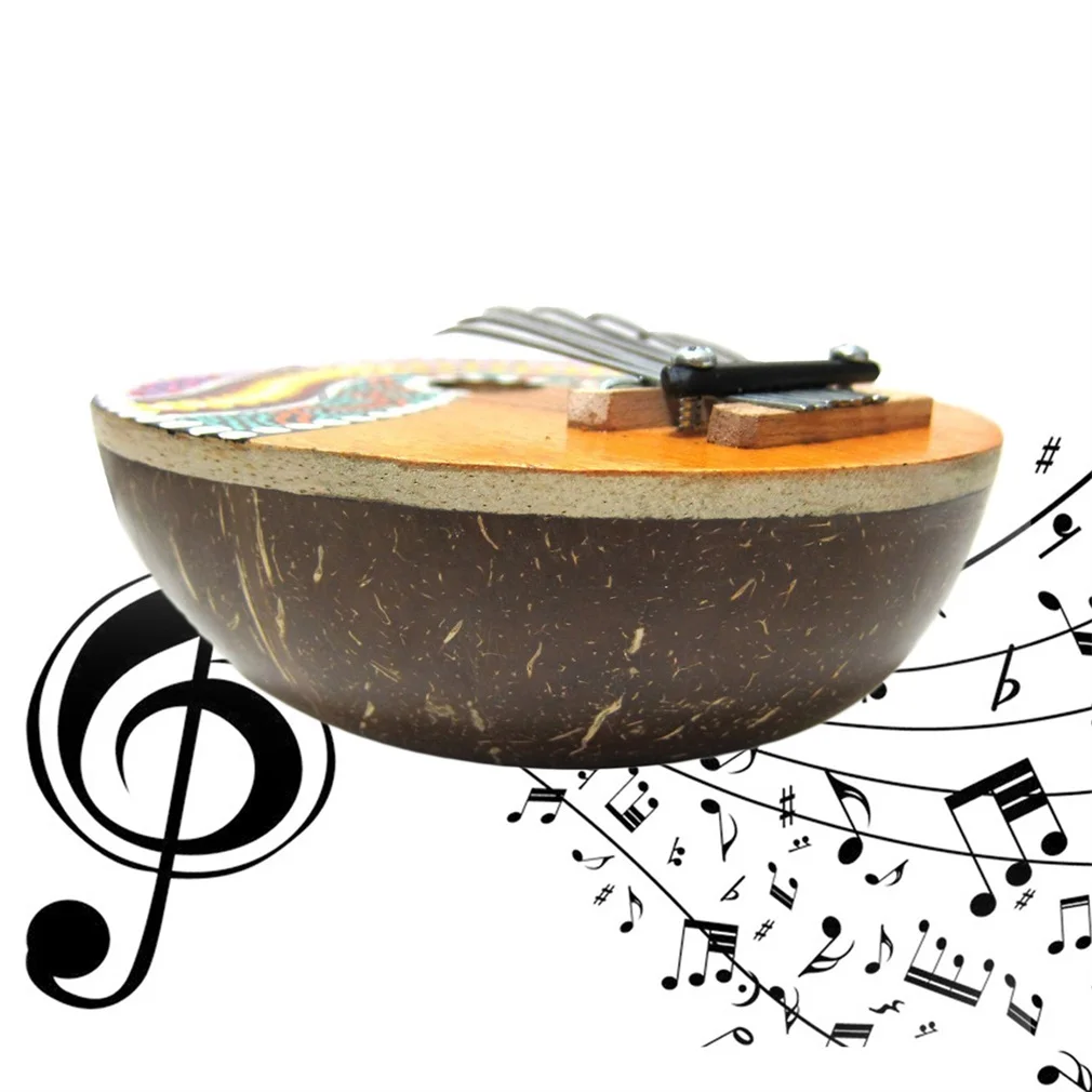 Калимба «пианино для больших пальцев» 7 Ключи настраиваемый кокосового ореха в виде ракушки роспись музыкальный инструмент новый