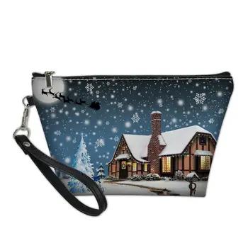

Cartoon Merry Christmas Prints Women Large Waterproof Cosmetic Bag Organizer Case Necessaries Make Up Pouch Wash Toiletry Bag