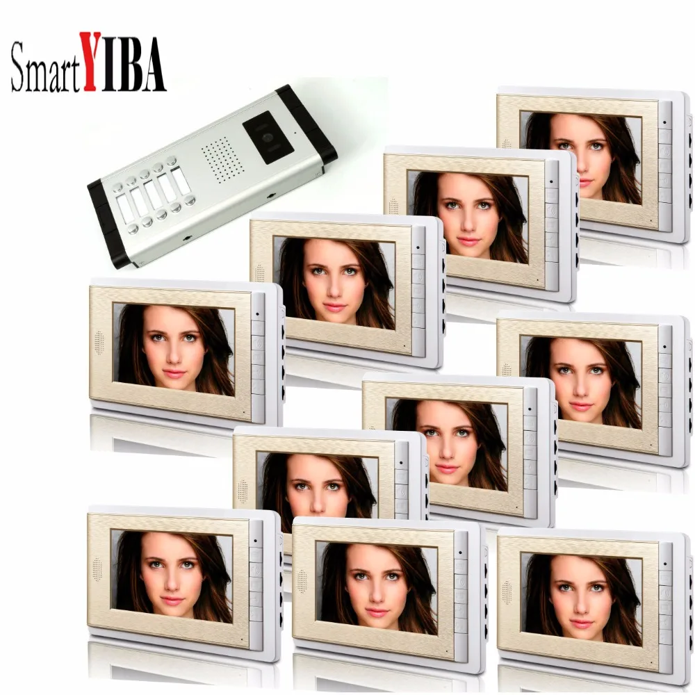 

SmartYIBA 7"Apartments Video Door Bell DoorPhone Doorbell For 10 Households House Security Door Phone System