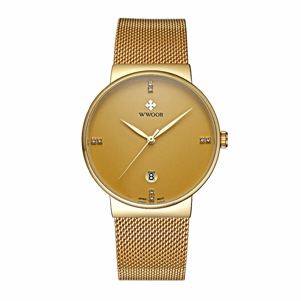 Reloj Masculino WWOOR 2017 модные мужские часы из нержавеющей стали Роскошные Кварцевые