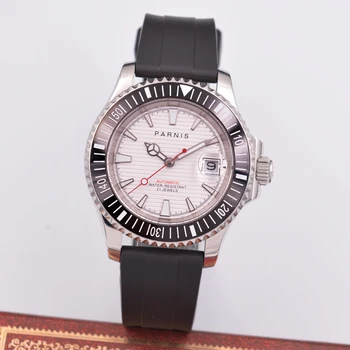 

Parnis 40mm Mens Black Watch rubber Strap Mechanical Watch Men's Calendar Automatic Mechanical Watch
