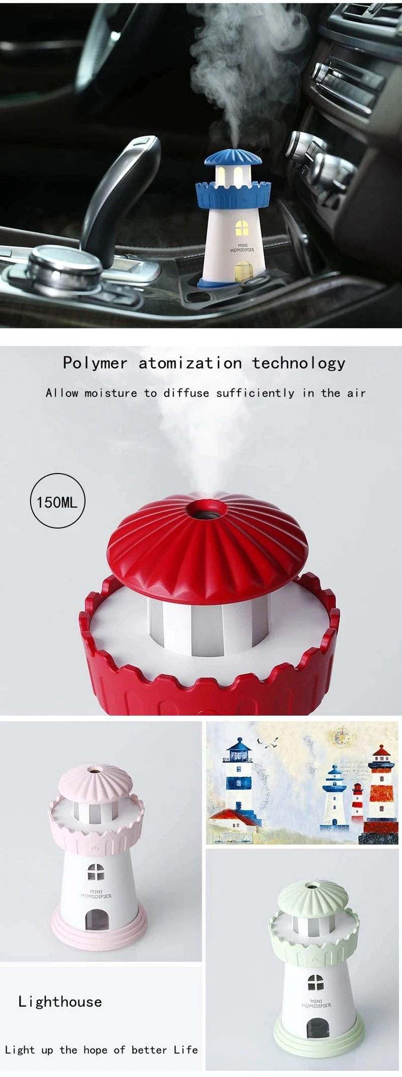 Home Mini USB Humidifier Creative Night Light Ultrasonic Air Purifier
