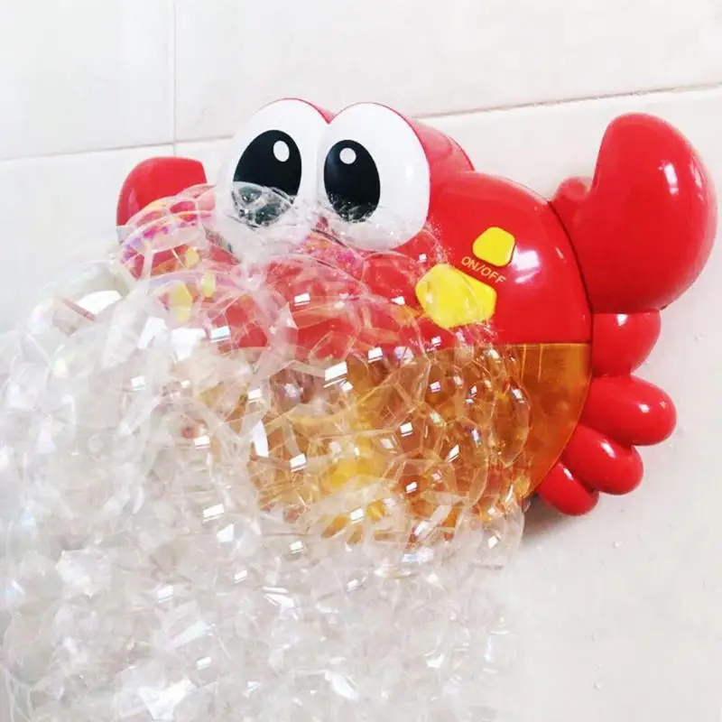 

Red Plastic Crab Pattern Bubble Machine Pleasant Music Bubble Maker Baby Children Bath Shower Bathroom Soap Machine Toys Fun Toy