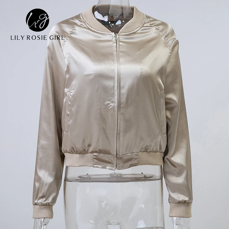 Autumn Satin Cotton Bomber Jacket Women Harajuku Pilot Jacket Coat Winter 2016 Casual Basic Bomber Jackets Outerwear