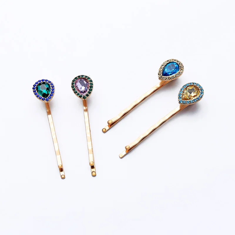Classical Fashion Hairpin 2 Set 8 Color Glass Crystal Simple Design ...