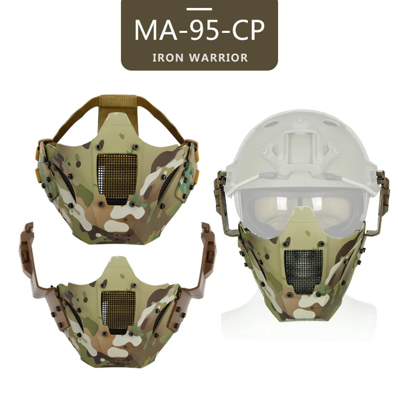 Тактическая CS полумаска для лица страйкбольная пейнтбольная маска Для Охоты Военная CS игра Защитная маска для лица Черный загар зеленый - Цвет: multicam