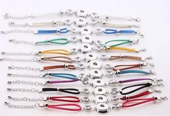 

9 Color Vintage Silver Snaps Button Rhinestone Bracelet Velvet Rope Charms Good Luck Braclets Bangles Women Jewelry 5pcs B139