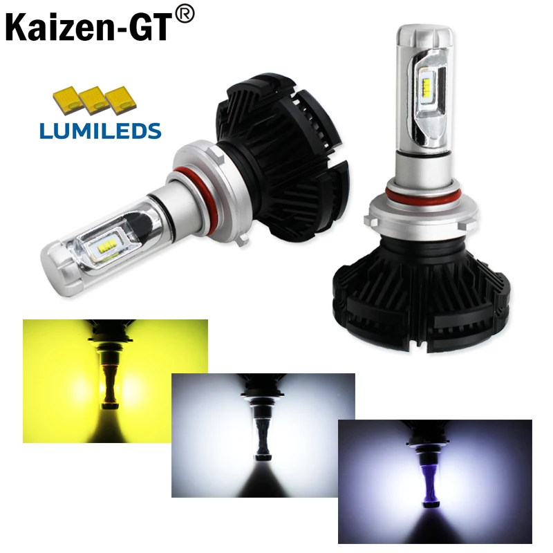 

(2) High Power LED Headlight Bulbs - 9005 9006 H10 LED Powered By Luxeon LED with Removable Fan-less Heatsink(6000K 8000K 3000K)