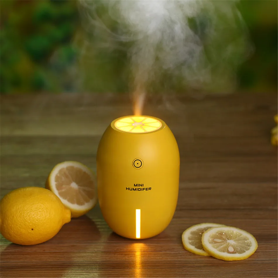 180ML Lemon Mini USB Portable Ultrasonic Humidifier DC 5V LED Light Air