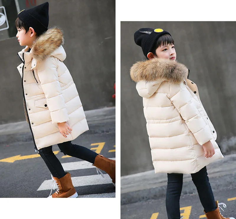 Children Clothing Winter Jacket for Girls Warm Down Jacket Fur Collar Hooded Outerwear Coat Kids Parka 4 6 8 10 12 13 Years
