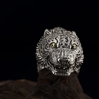 

S925 silver Thai silver retro decoration animal ring opening men's silver ring wholesale domineering personality