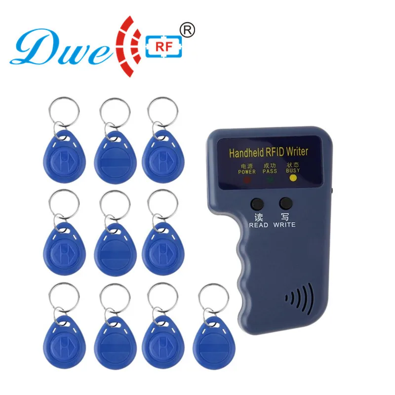 DWE CC RF Устройство для считывания карт s 125 кГц rf id card reader writer rfid Копир Дубликатор ключей cloner с 10 EM4305 тегами бесплатно - Цвет: Blue