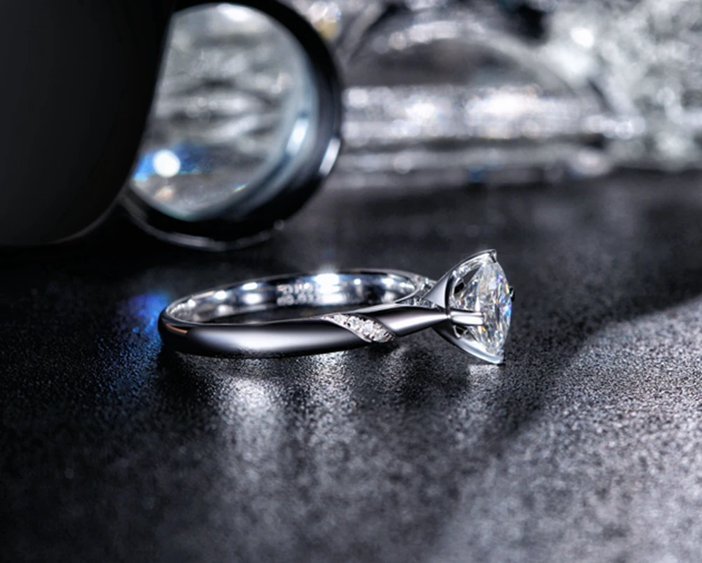 diamante moissanites 4 prongs com acentos anel de noivado def cor vvs1
