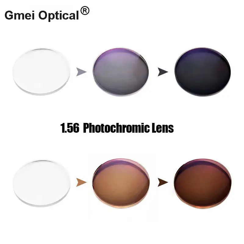 Gmei Optical 1.56 Index Photochromic Lenses Single Vision Prescription Optical Spectacles Lenses Fast Color Change Performance - Image 3