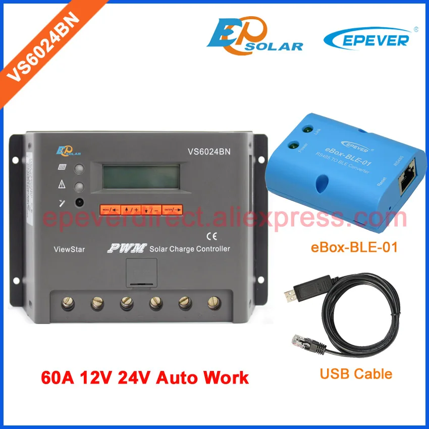 

BLE BOX Wireless control EPEVER PWM solar charging controller VS6024BN 60A 60amps USB cable connect PC software