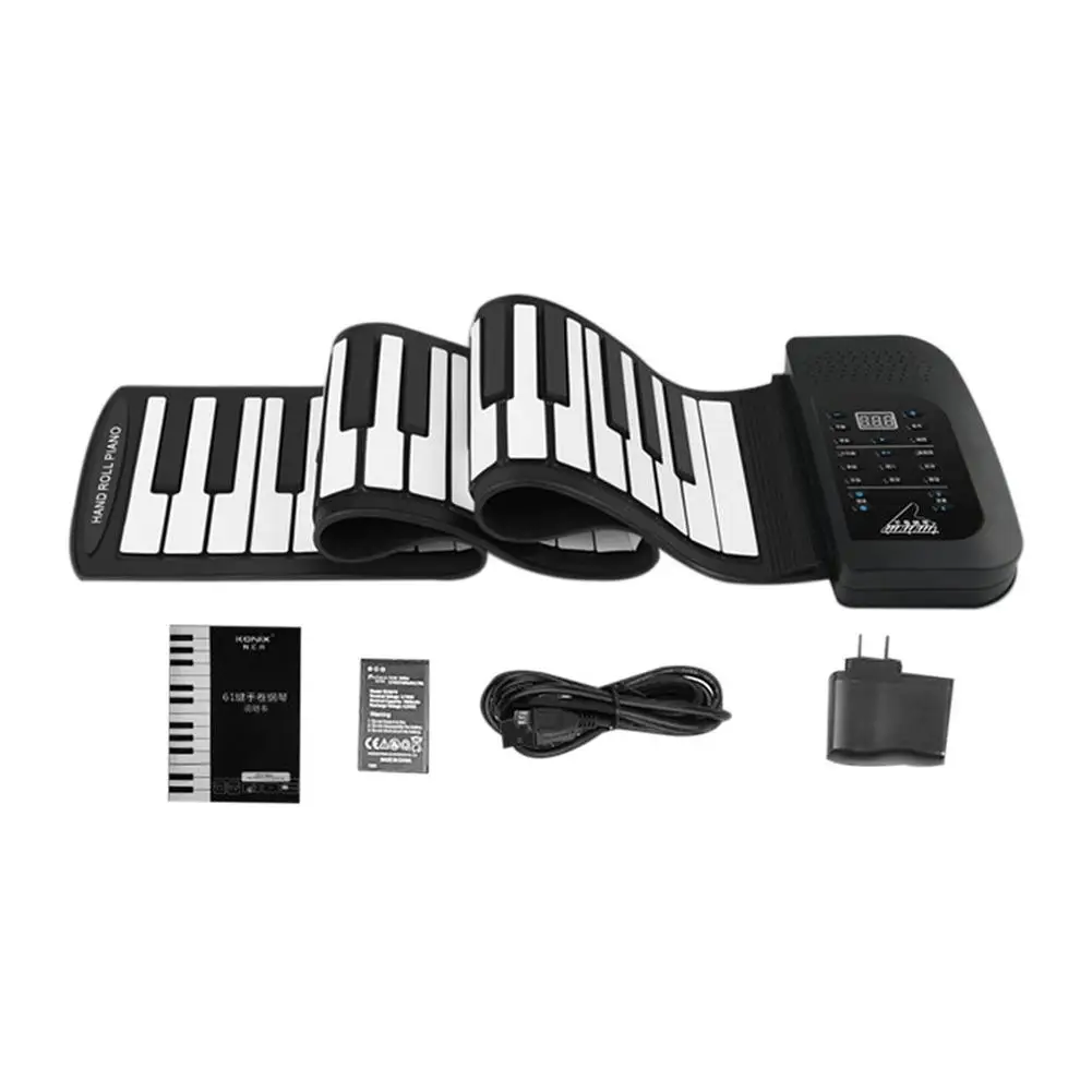 

61 Key Roll Up Piano Electronic Training Tool Professional Musical Instrument US PLUG Standard