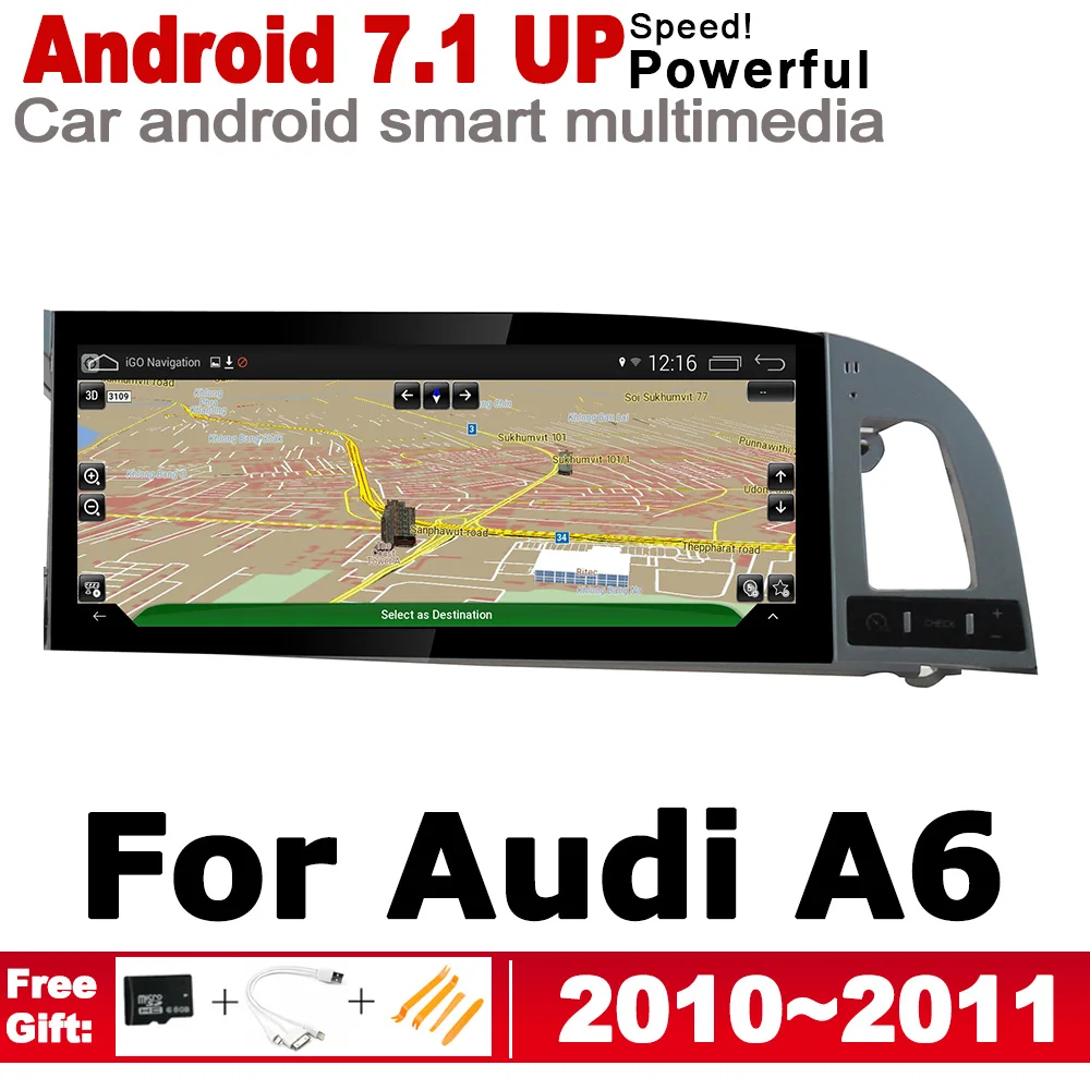 10,2" HD экран стерео Android 7,1 up Автомобильный gps навигационная карта для Audi A6 4F 2010~ 2011 MMI стиль мультимедийный плеер Автомобильный