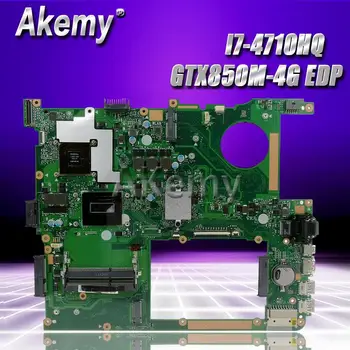 

Akemy N751JK Laptop motherboard For Asus N751JK N751J N751 Test original mainboard I7-4710HQ GTX850M-4G EDP