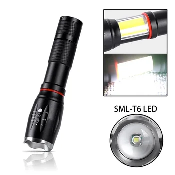 

Multifunction Led flashlight 8000 Lumens CREE XML T6 L2 torch hidden COB design flashlight tail super magnet design