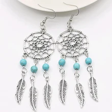 2016 New fashion jewelry vintage silver plated Dream catcher font b earring b font gift for