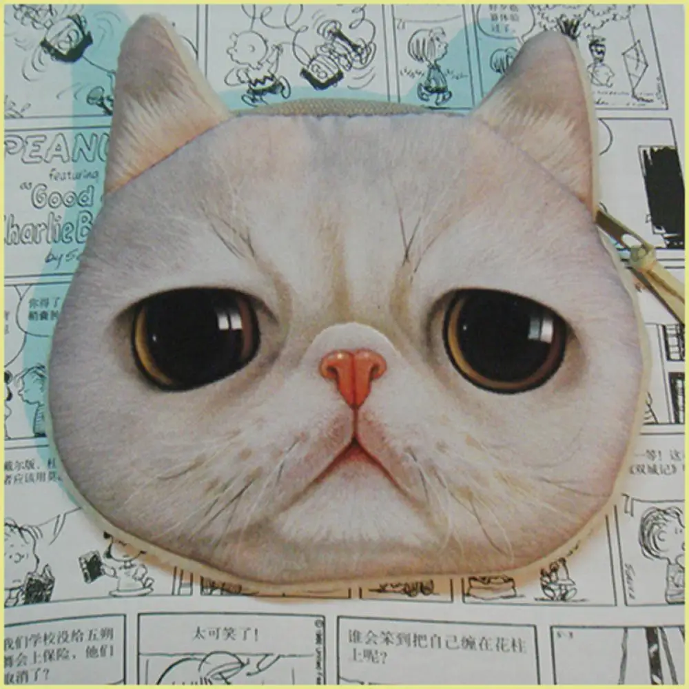 ISKYBOB 3D милая кошачья морда Печать молния портмоне для женщин мультфильм Кот Детский кошелек для монет женский Макияж сумка для хранения