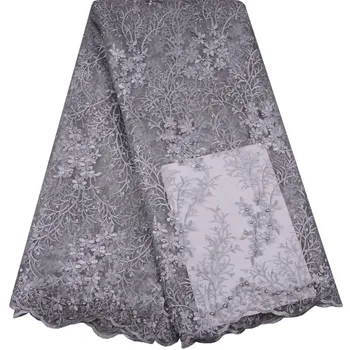 

New Design African French Mesh Lace Fabric High Quality Nigeria French Cord Lace Fabric 2018 With Stone and Bead For Women S969